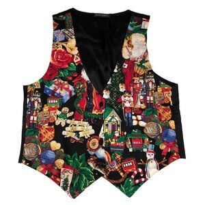 Christmas Vest M/L Nutcracker Gingerbread Holiday Festive Party Vintage Novelty